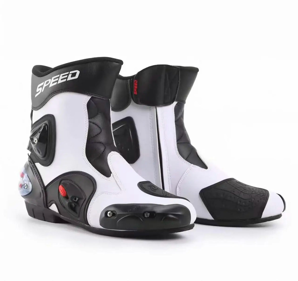 Men Women Motorcycle Boots Microfiber Leather Motorbike Riding Shoes, Anticollision Ankle Protective Moto Racing Short Boot A004