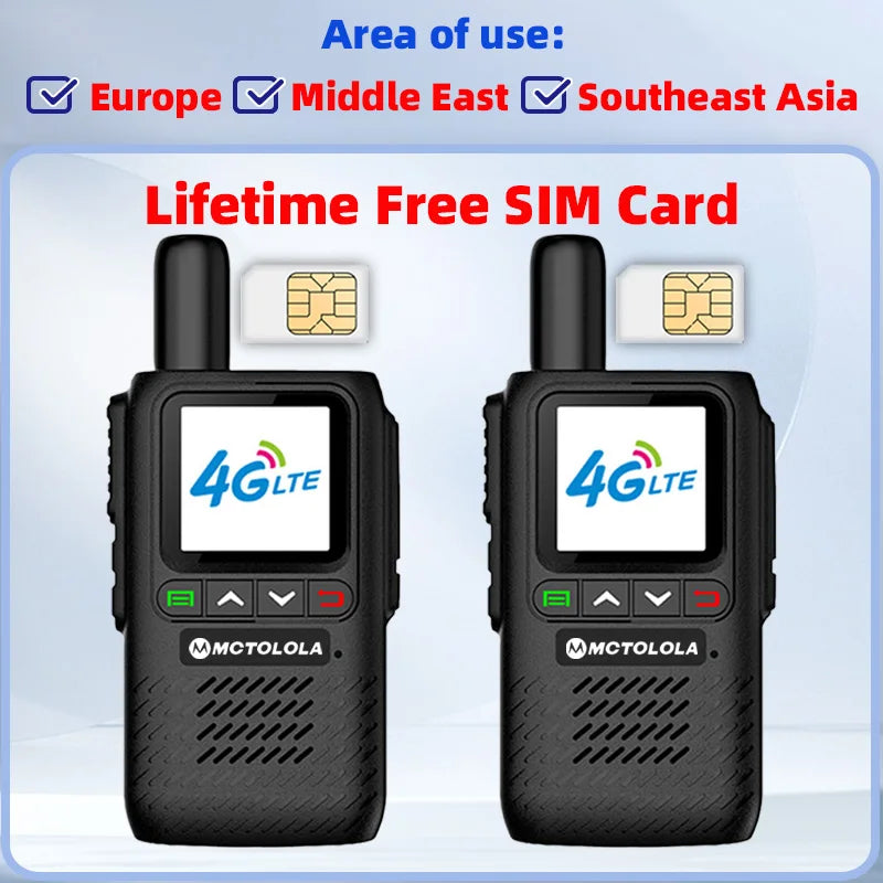 MOTOLOLA 4G PoC Radio Global Walkie Talkie with Lifetime Free SIM Card for 5000 Kilometers Long Distance Hiking and Camping