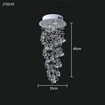 Modern Luxury Spiral Crystal Ceiling Fixture Long Cascading Crystal Design for Duplex Stairwell High Ceiling Home Lighting