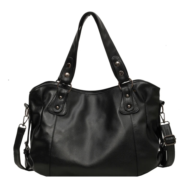 Women's Large Capacity Shoulder Casual Tote Bag Laptop Roomy Handbag Soft Leather Crossbody Business Black Big Bag A4 Sac A Main
