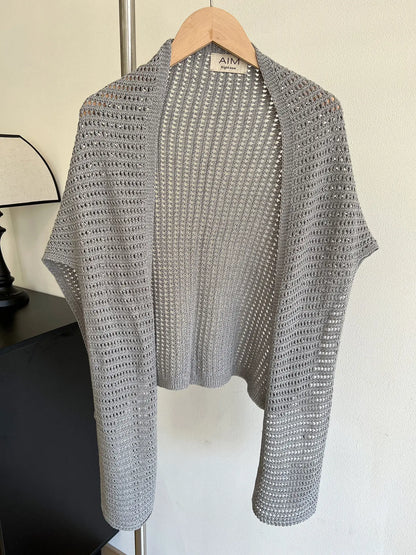 Knitted Hollow T-shaped Shawl for Women 2026 Summer New Thin with Wool Knot Decoration Sun-protective Vest on The Shoulders