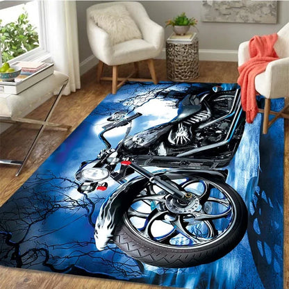 HD-Retro Motorcycle Area Rug Carpet Moto Fans Non-slip Large Door Step Mat Bathmat for Living Room Bedroom Entrance Home Decorat