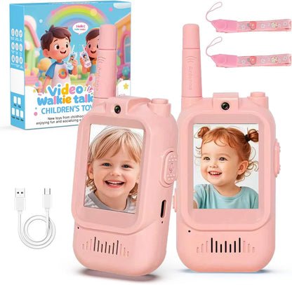 Video Walkie Talkies for Kids 2 Pack Rechargeable Intercom Walkie-talkie Cute 2 Inch Screen One-Click Call Child Video Intercom