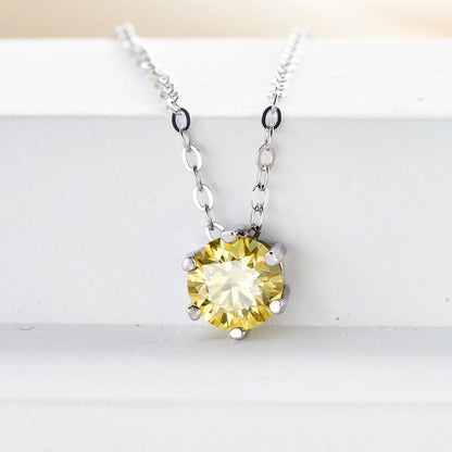 JoyceJelly 1CT VVS D Moissanite Necklace For Women Six Prong Simulated Diamond Pendant 925 Sterling Silver Wedding Fine Jewelry