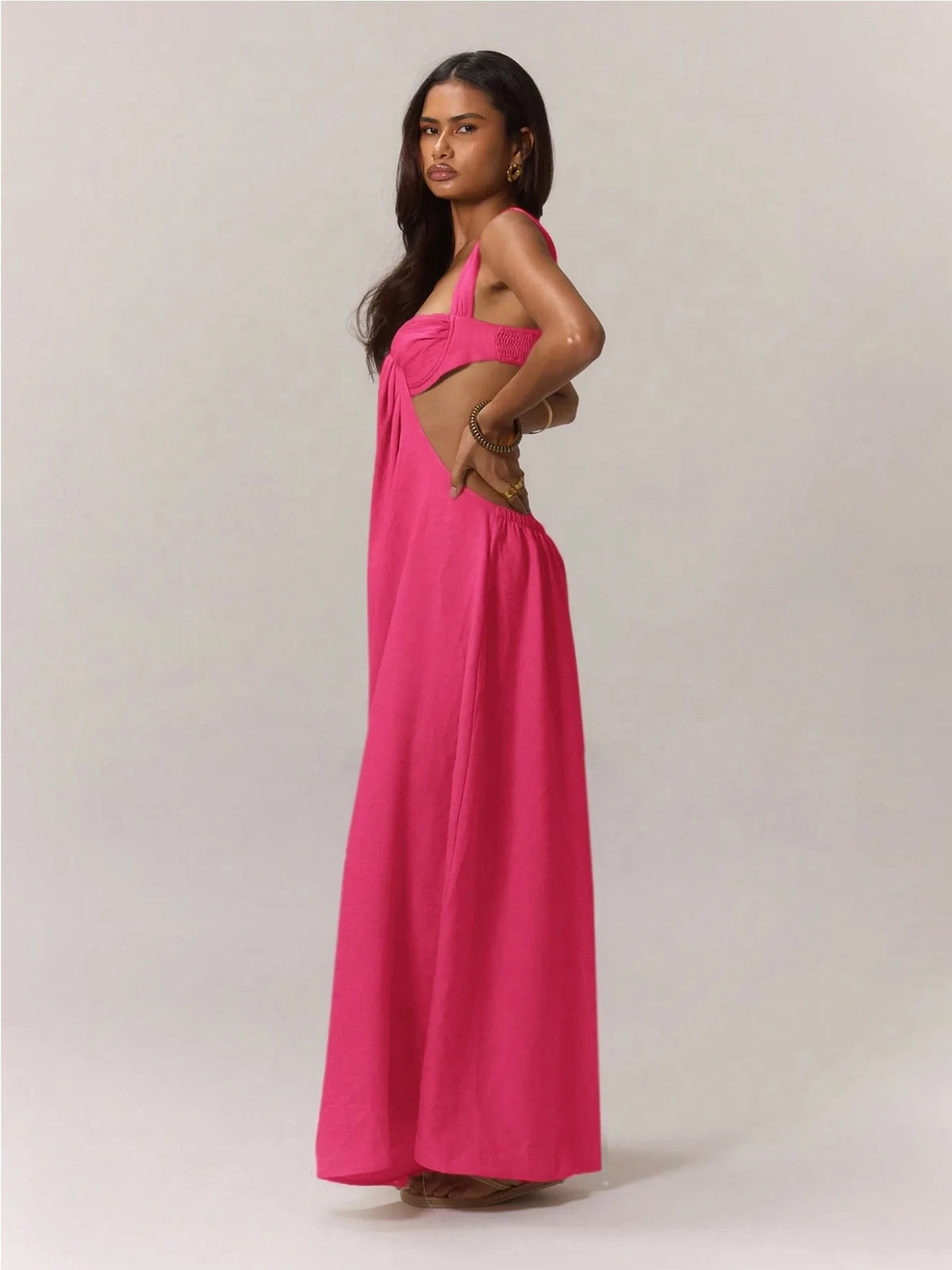 2026 Backless Jumpsuits For Woman Jumpsuit Sling Hollow Out Slim Solid Color Sleeveless Casual Elegant Temperament Simple Style