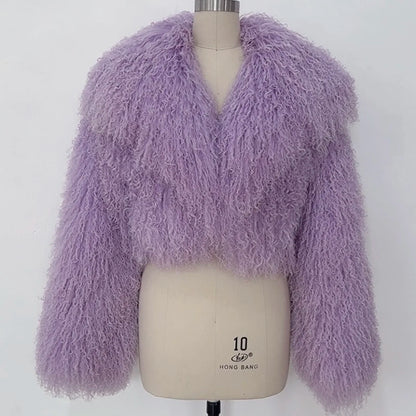 Mongolian Sheep Fur Women Coat Winter Warm Real Fur Cloth 2026 Natural Sheep Fur Clothes