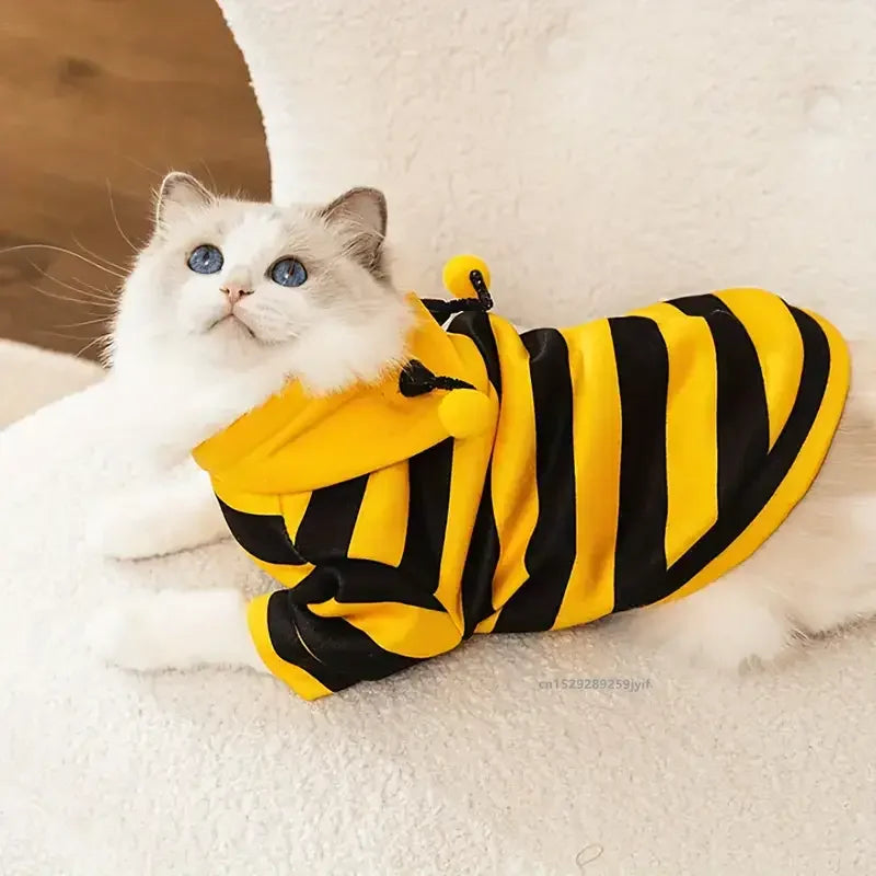 Bee Pet Puppy Coat Apparel Outfit Dog Hoodies Winter Warm Cat Cosplay Costume Holiday Outfit for Small Medium Dogs & Cats