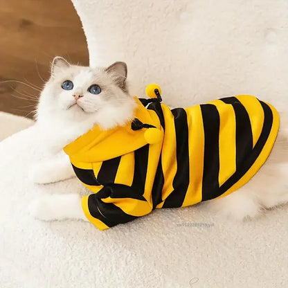 Bee Pet Puppy Coat Apparel Outfit Dog Hoodies Winter Warm Cat Cosplay Costume Holiday Outfit for Small Medium Dogs & Cats