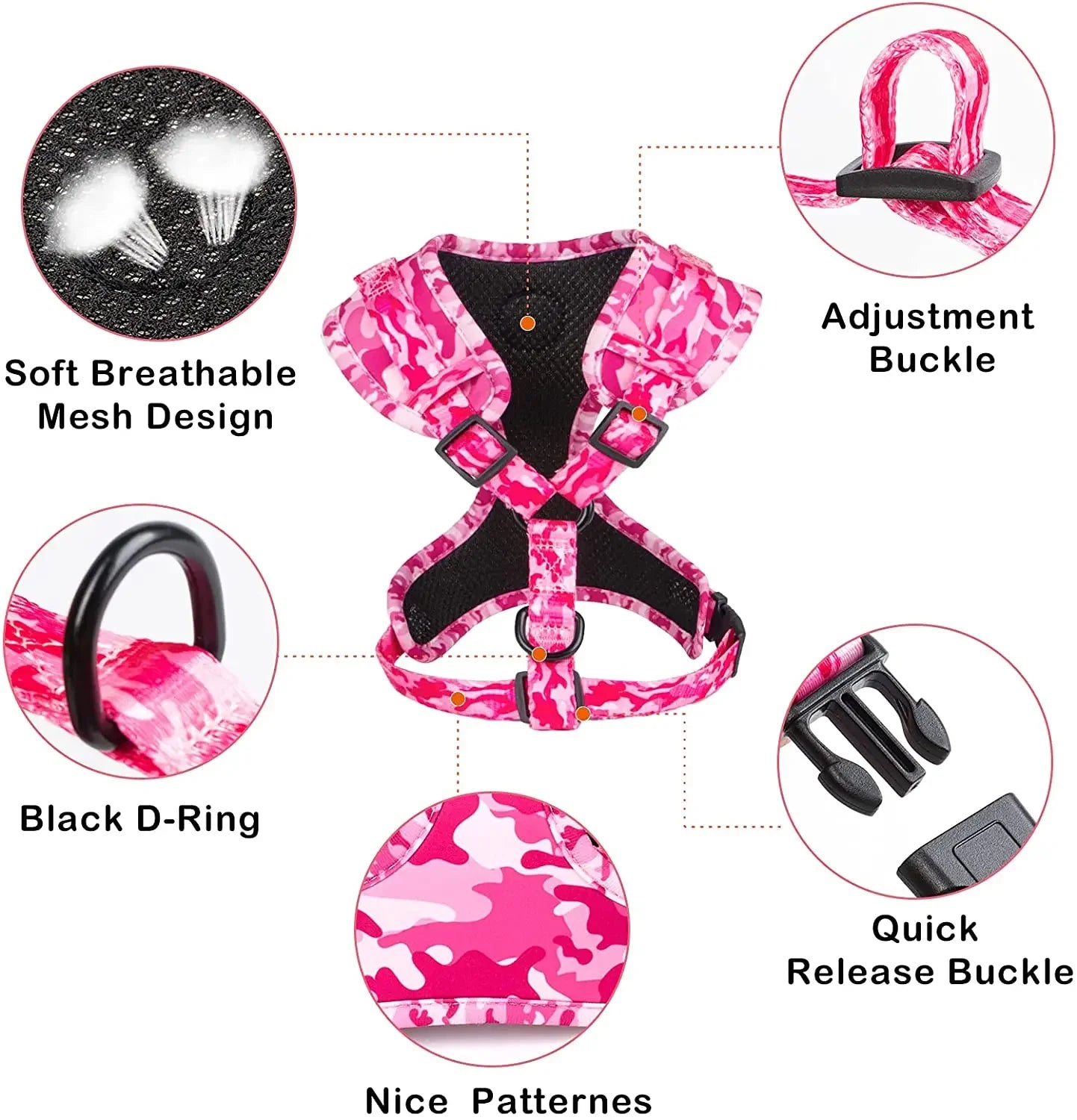 Dog Harness Suit Include Vest Harness Collar Leash Handkerchief Scarf Poop Bag Accessories for Pet Cat Dogs Supplies Set