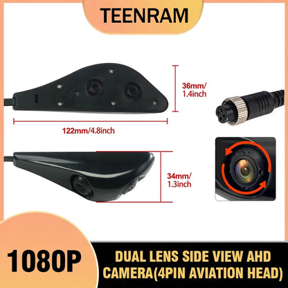 TEENRAM Car Side View Dual Lens Camera Vehicle  AHD1080P HD Camera 4PIN Connection Camera Vehicle Waterproof  AHD Single Cam