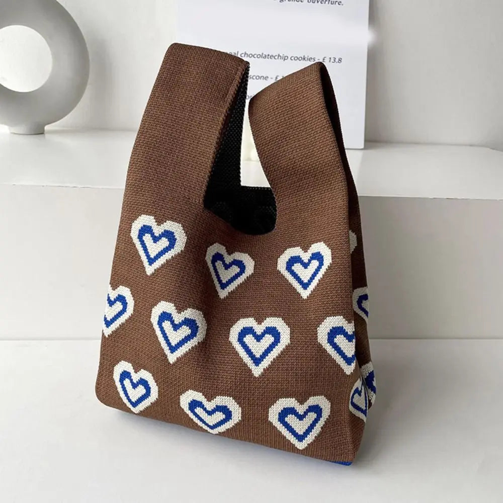 Handmade Knit Handbag Niche Design Knot Wrist Bag Reusable Mini Tote Bag Women Girls  Shoulder Bag New Fashion Shopping Bags