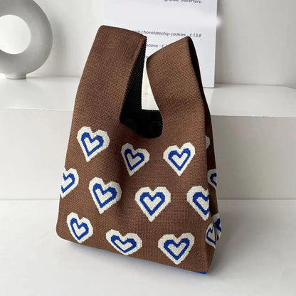 Handmade Knit Handbag Niche Design Knot Wrist Bag Reusable Mini Tote Bag Women Girls  Shoulder Bag New Fashion Shopping Bags