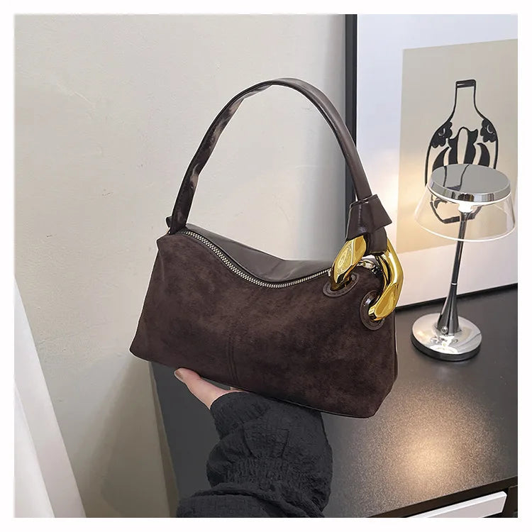 New Matte Suede Women's Shoulder Bag For Gift, Ladies Fashion Handbags Crossbody Bags For Daily Used