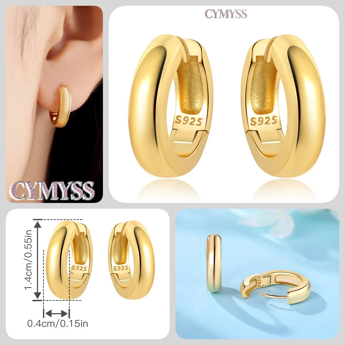 Original 925 Sterling Silver Heart Vintage Luxury Earrings Fashion 18K Gold Hoop Earrings for Women Piercing Jewelry Aretes 2026