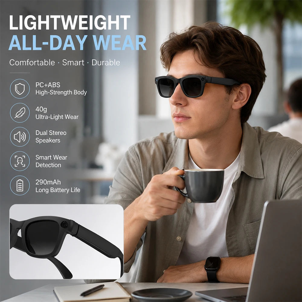 2026 New Smart Glasses 800W HD Camera AI All Things Recognition Recording and Video Calling Real-time Translation Smart Glasses