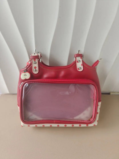 Sweet Transparent Ita Bags for Woman Dot Print Apple Shoulder Bag Underarm Bolso Beautiful Sac Femme Practical Bolsos De Mujer