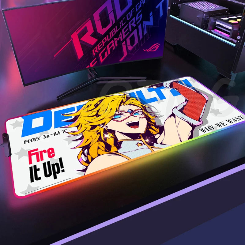 Sexy GirlLED Gaming Mousepads Large Backlight Desk Mat Non-Slip Gamer Mousepad Locking Edge RGB Mouse Pad Luminous Mouse Mat