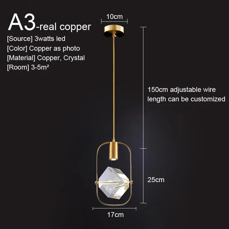 Crystal Led Pendant Lights Kitchen Fixture Suspension Bedside Hanging Lamp Nordic Loft Living Room Dining Room Indoor Home Decor