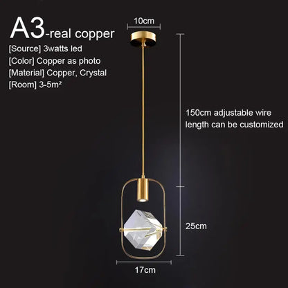 Crystal Led Pendant Lights Kitchen Fixture Suspension Bedside Hanging Lamp Nordic Loft Living Room Dining Room Indoor Home Decor