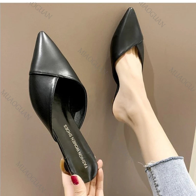 Elegant Pointed Slippers Women Low Heels New Summer Shoes Fashion Luxury Candy Colors Slides Sandals Female Party Footwears