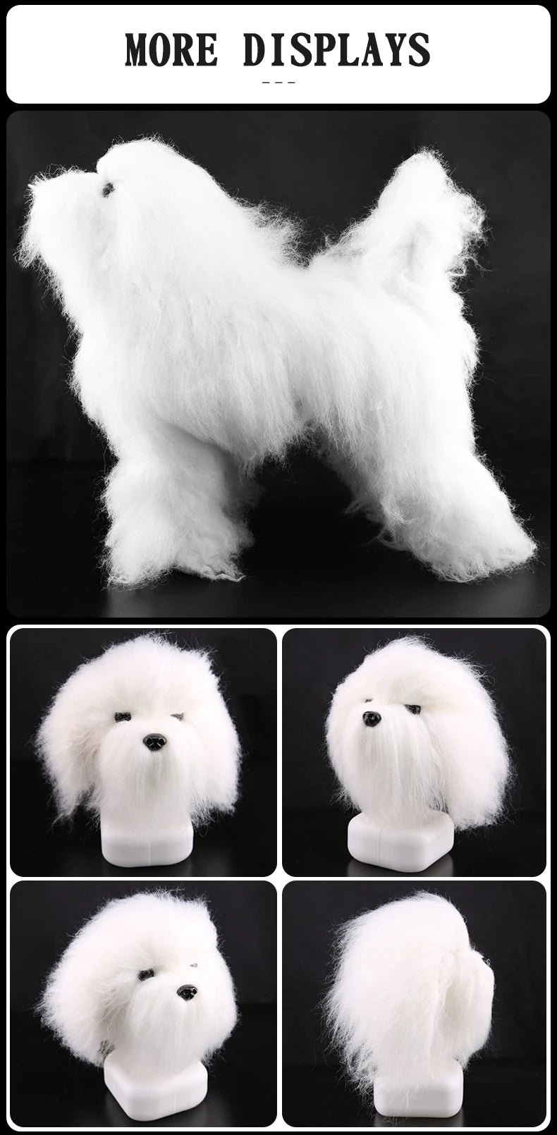 Fenice Pet Simulation Hair Grooming Fake Dog Model Practice Dog Standard Skeleton Model Dog Full Body Fake Hair