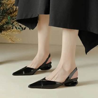 Sexy Pointed Toe Women Sandals Dress Heels Shoes Slingback Luxury Chunky Slippers 2024 Summer Flip Flops Pumps New Mujer Slides