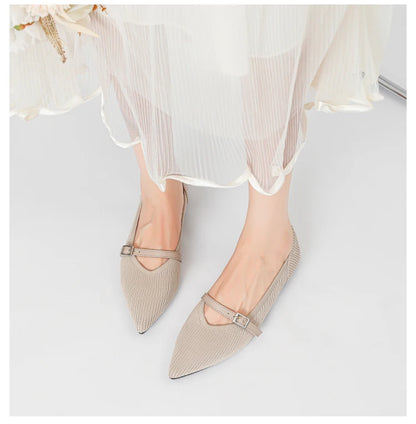 Women's flat shoes with pointed soft knitted sole breathable and comfortable shoes Spring and Autumn 2024 new model