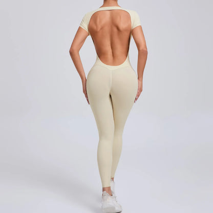 Sports Jumpsuit Woman Gym Sexy Long Jumpsuits One Pieces Fitness Overalls Yoga Sportswear Black Body Women Clothes Short Sleeve