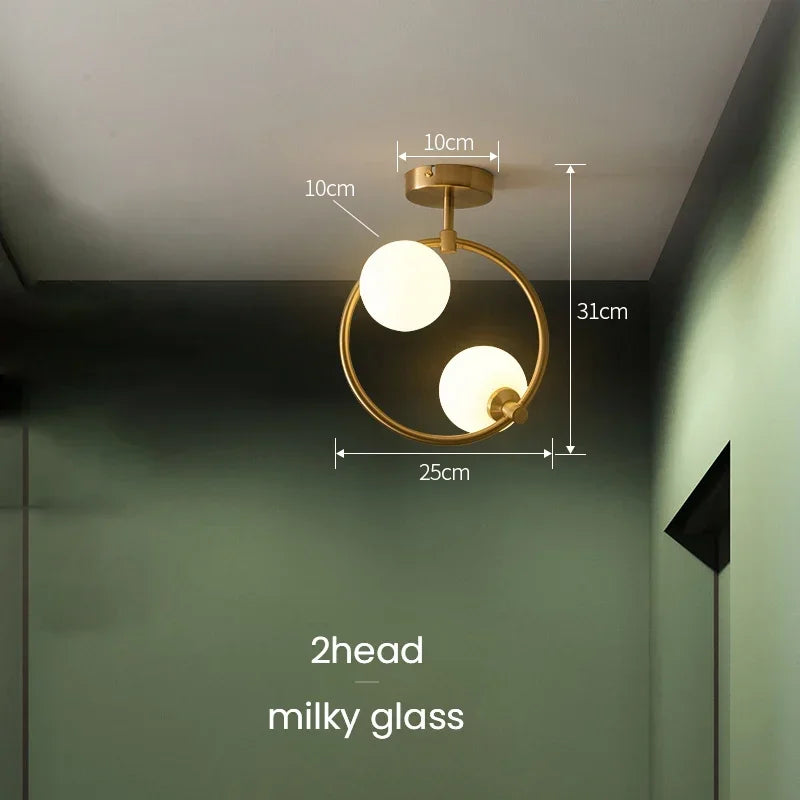 Medieval Bauhaus Gold Glass Ball Bubble Hanging LED Pendant Lights Creative Forged Lamps for Bedroom Home Decoration Chandelier