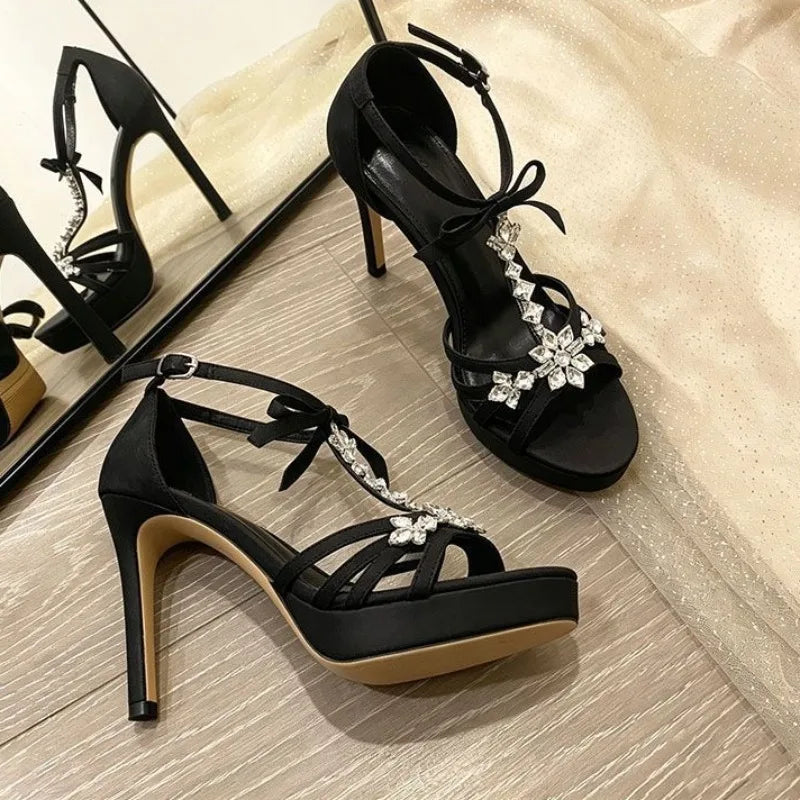 Women's Shoes Elegant Sexy High Heels Luxury Rhinestone Banquet Shoes for Women High Heel Sandals Waterproof Platform Sandals