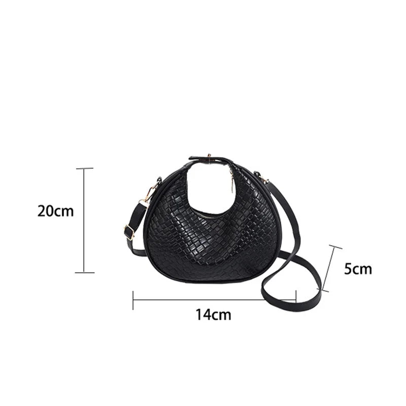 Fashion Black Half Moon Bag Luxury Pu Leather Ladies Purses and Handbags Crossbody Women Shoulder Bags