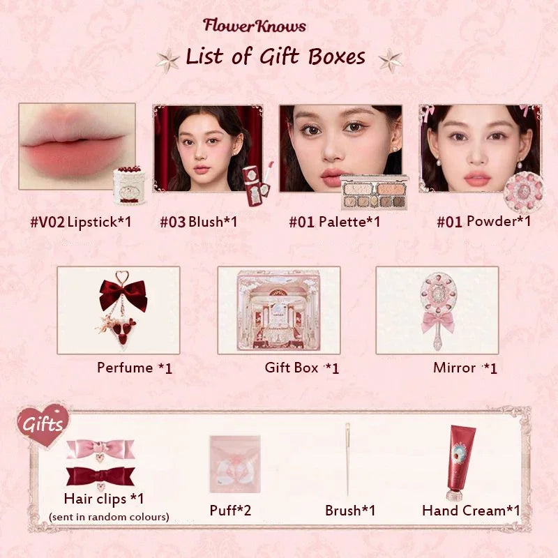 Flower Know Strawberry Cupid Box Collection Make Up Sets Cosmetics Full Set Palette Pressed Powder Blush Lipstick Mystery Box