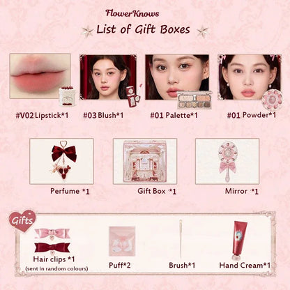 Flower Know Strawberry Cupid Box Collection Make Up Sets Cosmetics Full Set Palette Pressed Powder Blush Lipstick Mystery Box