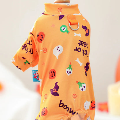 Girl Halloween Pajamas Apparel For Small Dogs Chest Closed Pet Indoor Home Wear Clothes Overall Tracksuit Chihuahua Yorkshire