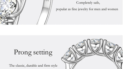 PERFANY 2.5/5CT Moissanite Ring For Women S925 Pure Silver Five Gemstone Ring Luxury Wedding High-end Jewelry