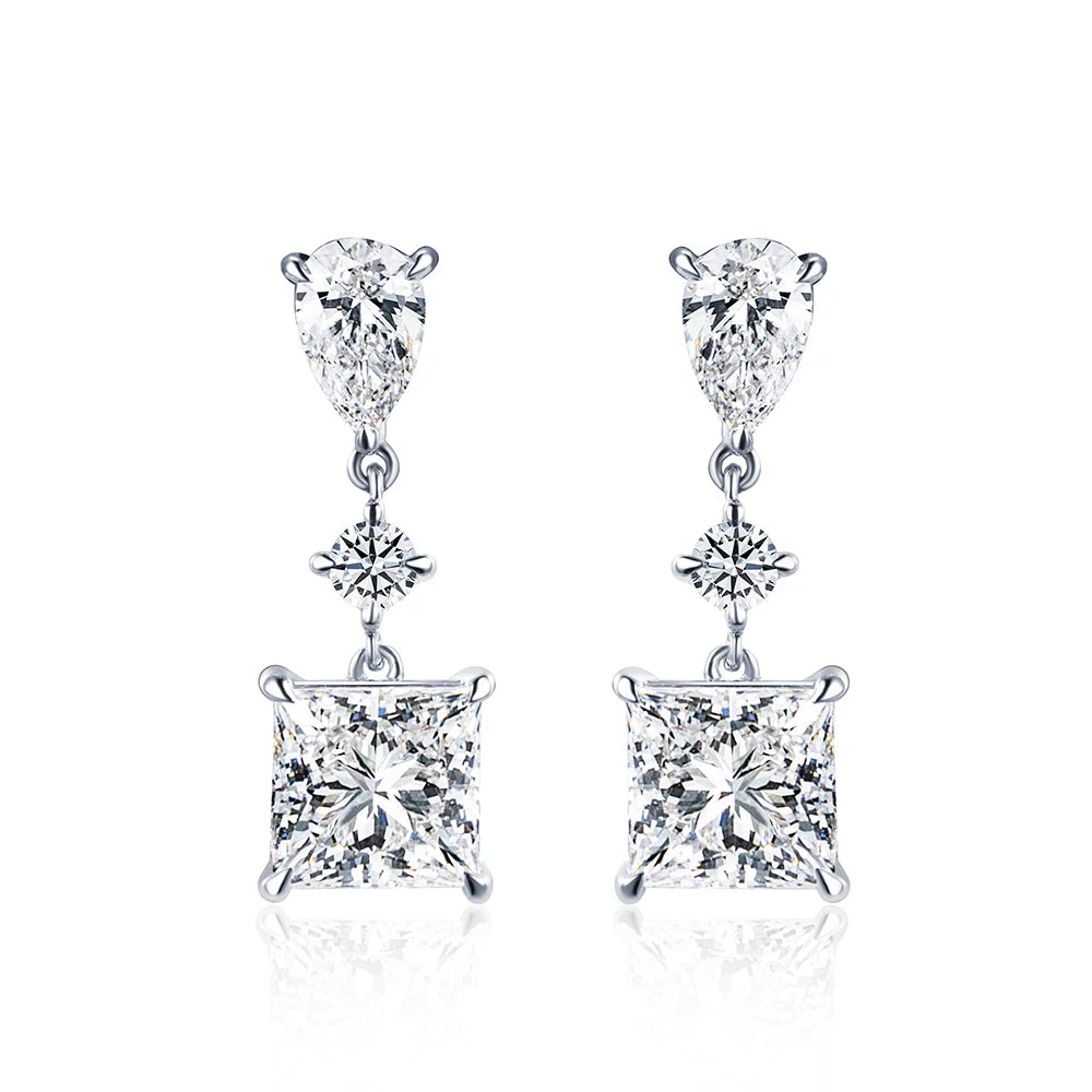 Messi Jewelry  9K White Gold 1CT Princess Cut Lab Grown Diamond Stud Earrings For Women In Stock Wholesale MSE-697