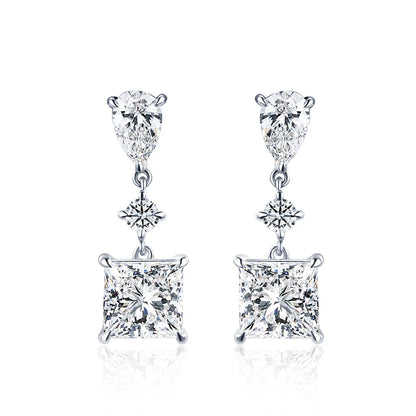 Messi Jewelry  9K White Gold 1CT Princess Cut Lab Grown Diamond Stud Earrings For Women In Stock Wholesale MSE-697