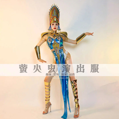 Firefly Bar Gogo Performance Costume for Women New Gold Egyptian Pharaoh Queen Exotic Style Elegant Stage Outfit