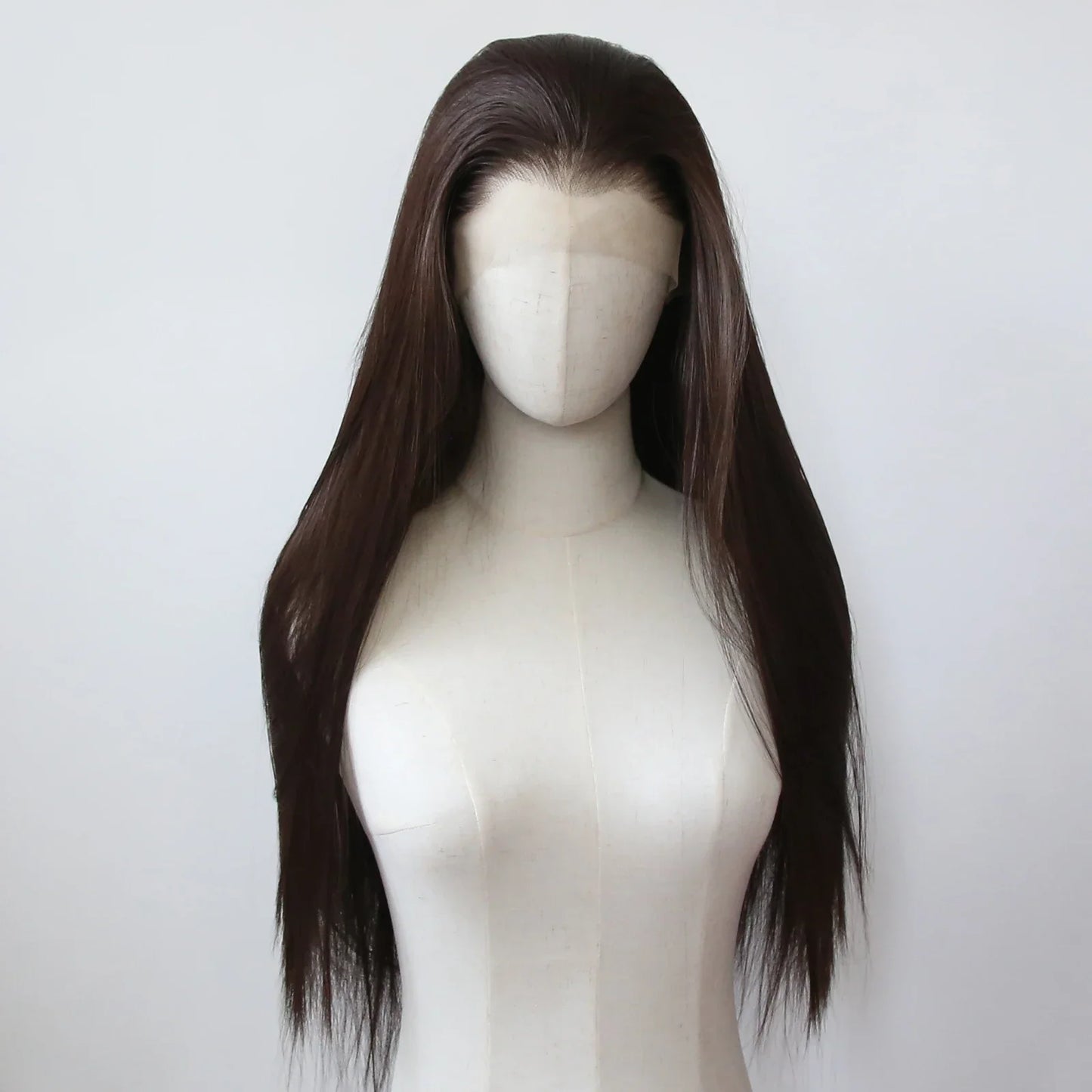 Ashely 13*4 Dark Brown Synthetic Lace Front Wigs Brown Long Straight Lace Front Wig for Women Pre Plucked Natural Hairline