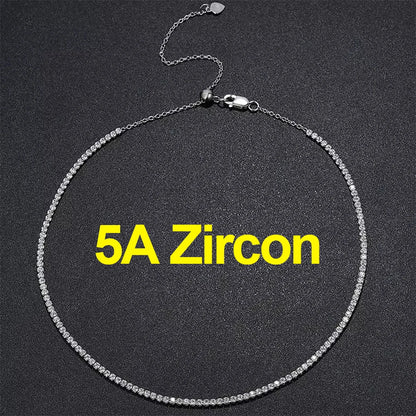 2mm Moissanite Tennis Necklace For Women S925 Silver Plated 18K Gold Sparking Rhinestone Choker Chain Wedding Jewelry Adjustable