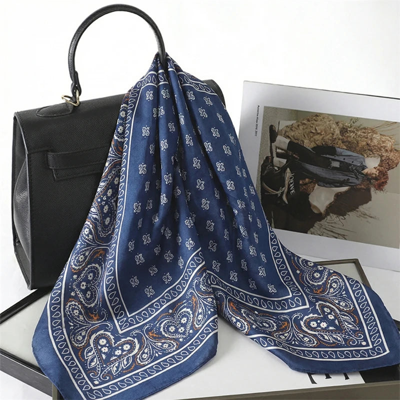 NEW Paisley Print Square Scarf For Women Shawl Neckerchief Female Hair Bands Head Wraps Headband Foulard Satin Hijab Bandana