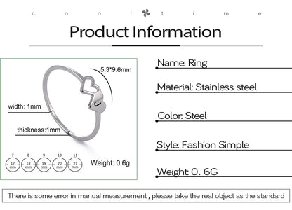 COOLTIME Initial Letter Ring for Women Stainless Steel A-Z Alphabet Double Heart Rings Simple Wedding Cheap Gift For Lover