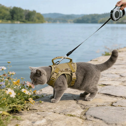 Escape Proof Cat Harness with Retractable Leash Set Adjustable Vest Harness with Handle for Outdoor Walking for Kitten Small Dog