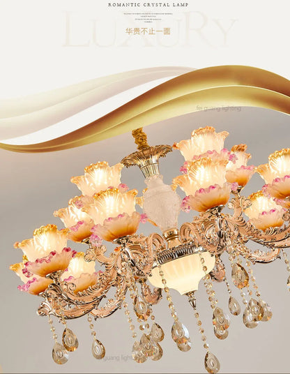 New Bedroom Chandelier  European Luxurious Atmospheric Lighting Fixture Home Living Room Dining Room Light Luxury Crystal Lamps