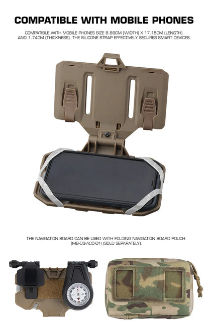 Tactical Militar Outdoor Survival Compass for MOLLE Mobile Phone Holder Navigation Board Foldable Admin Panel Hunting Vest Gear