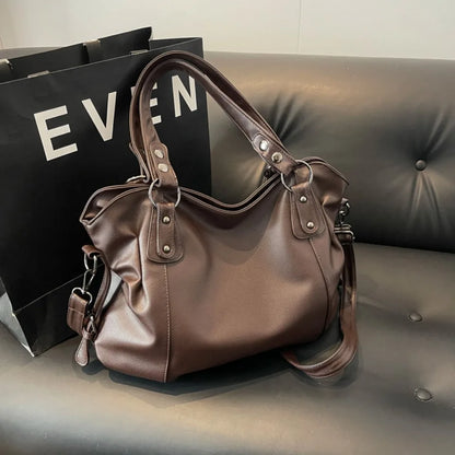 Women's Large Capacity Shoulder Casual Tote Bag Laptop Roomy Handbag Soft Leather Crossbody Business Black Big Bag A4 Sac A Main