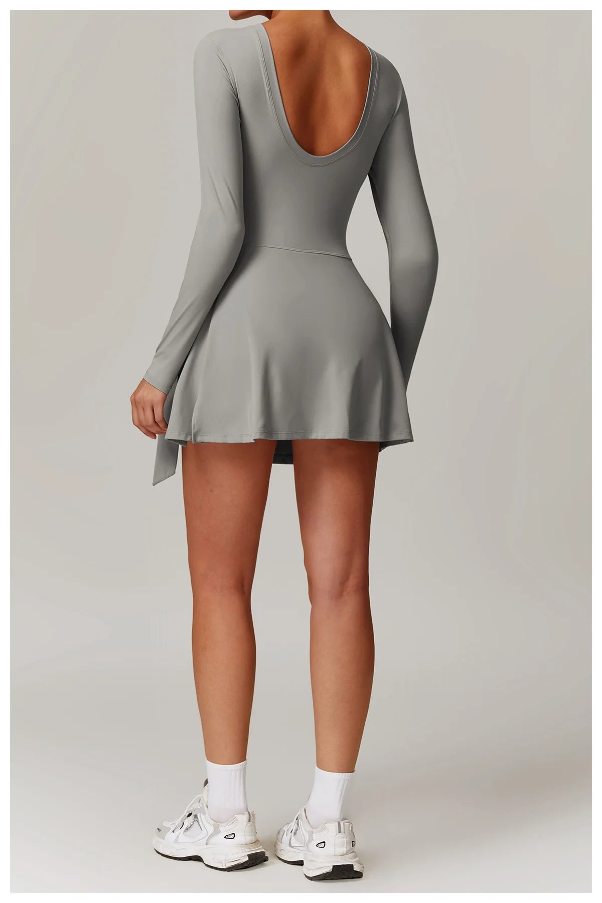 Romper Backless Set Long Sleeved Gym Sports Fitness Bodysuit Siamese Sportswear Women Clothes Jumpsuit Skirt Playsuit Yoga Suit