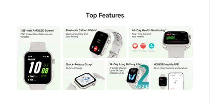 HONOR CHOICE Watch 2i Global Version 14-Day Long Battery life 1.85" AMOLED Screen Smart Watch Bluetooth Call on Watch