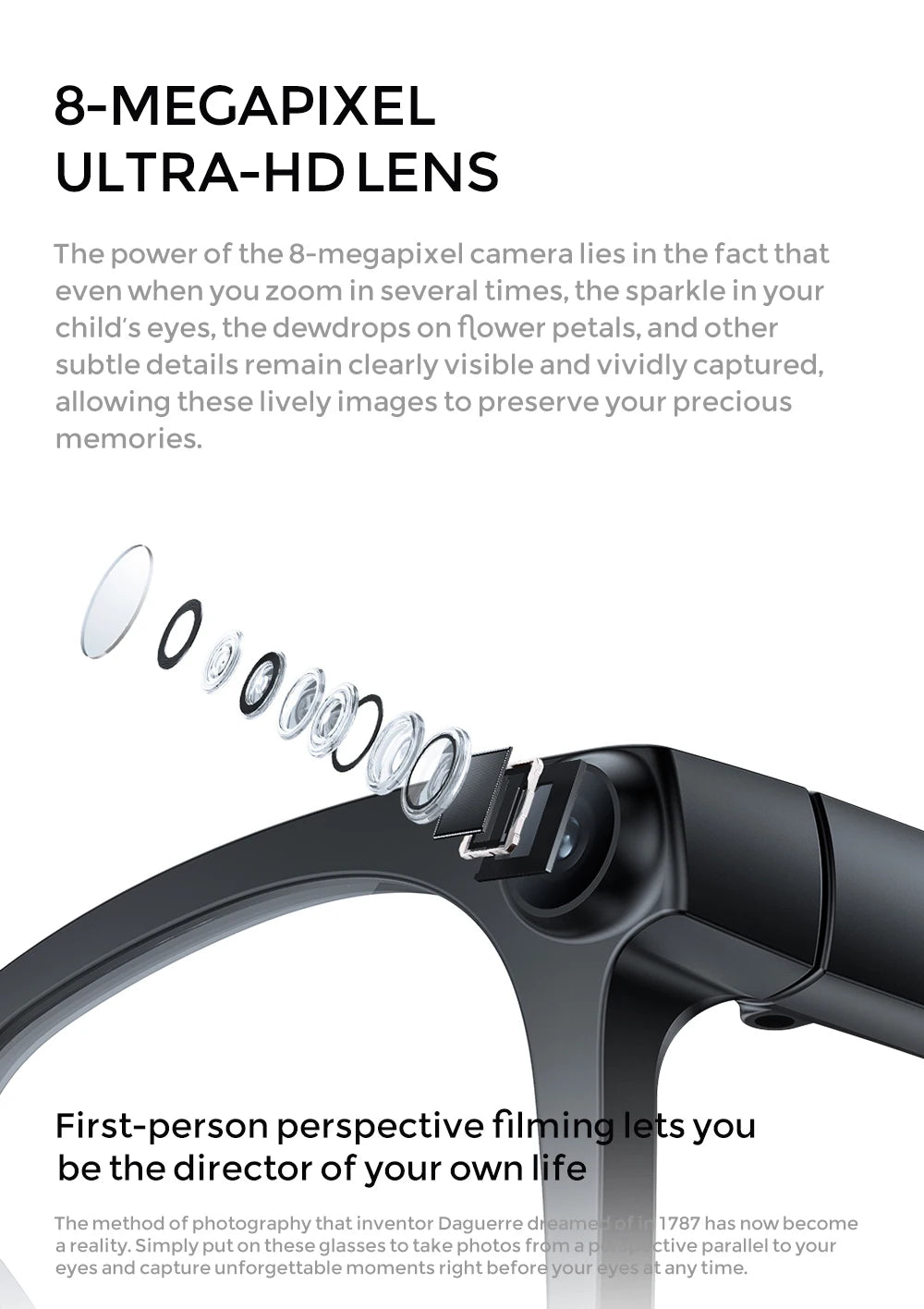 4K Smart AI Glasses 800W AI Translation 8MP HD Camera 4K Shooting Image Bluetooth Call Recording Music Smart Sunglasses