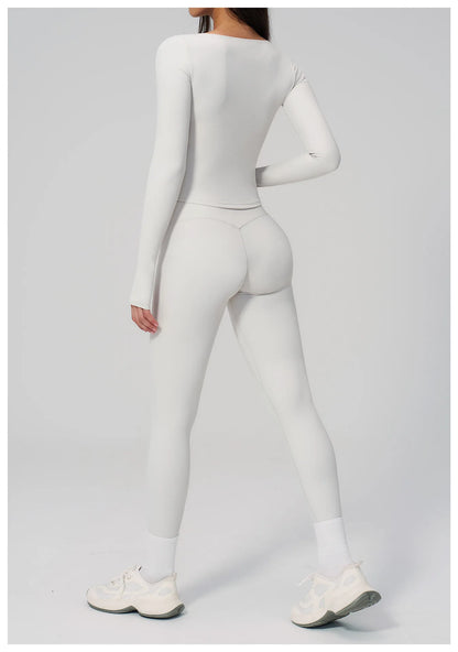 Yoga Set 2PCS Women Tracksuit Sportswear Workout Clothes Athletic Wear Gym Clothing Legging Fitness Top Long Sleeve Sports Suits